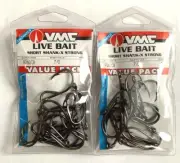 40 VMC 9260CB Faultless Coastal Black O'Shaughnessy Live Bait Hooks size 7/0