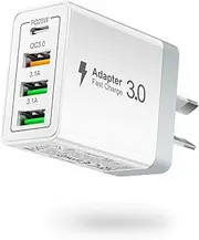 USB C Charger, Ancekoy 35W USB Fast Charger AU Plug PD 3.0+QC 3.0 USB Wall Charger Plug, 4 Port Multi USB Power Adapter Compatible with iPhone,iPad,Samsung Galaxy,Tablet,Huawei,LG,Wireless Charger