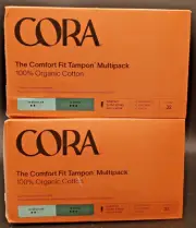 (2 PK) Cora Comfort Fit Organic Cotton Tampons Multipack Regular Super 32 Ct Ea.