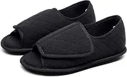 [Urbancolor] Women Adjustable Indoor Slippers Memory Foam House Shoes Open Toe Diabetic Slipper Arthritis Edema Extra Wide Shoes