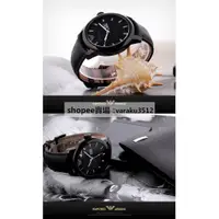 在飛比找旋轉拍賣優惠-Armani 阿曼尼手錶 復古大錶盤黑色酷雅休閒皮帶男表 A