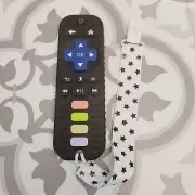 Silicone Remote Control Baby Teether And Safety Clip - BLACK