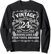 [X.Style] Vintage 24th Birthday for Him Aging Like Fine Vinyl Record Sweatshirt ds1938 Sweatshirt (S) Black