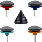 WADY 5PCS Lawn Mower Blade Sharpeners with Blade Balancer, Double Layer Corundum Sharpener for Power & Hand Drills, Durable Lawn Care Tools (Many Colors)