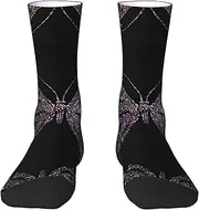 [EdWal] Soft Rhinestone butterfly print Moisture Wicking Socks Sports Socks for Men and Women Warm thermal Boot Hiking Socks