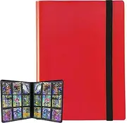 9 Pocket Trading Card Binder Holder, Sports card Album with Card Sleeves, Book Protection Trading Cards - 9 Pocket - Put up to 360 Cards(Red)