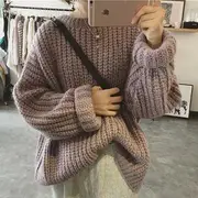 Round Neck Boxy Sweater Army Green - One Size