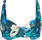 [Triumph] Summer Fleur WP 01 Women's Bikini Top, Multicoloured (Turquoise - Dark Combination), 40, Multicoloured (Turquoise - Dark Combination), 36