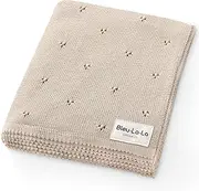 Bleu La La Organic Baby Blanket - 100% Luxurious Organic Soft Cotton Knit Warm Cosy Blanket for Prams and Cradle Blanket for Babies for Newborns Infants and Toddlers (Oatmeal)