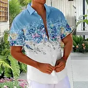 Men's Floral Print Flowers Shirt Summer Hawaiian Shirt Button Up Shirt Short Sleeve Hawaiian Vacation Holiday Beach Wear Summer Turndown 3D Print Front One Poc