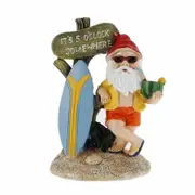 Gnomes Garden Statue,Summer Surfing Garden Gnome , Red Hat(10*6.5*14.5CM)