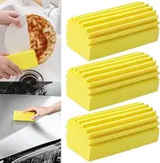 6 Pack Damp Clean Duster Sponge,PVA Magic Sponge Eraser for Housekeeping,Reusable Cleaning Sponge for Blinds, Dish,Mirrors,Glass, Baseboards,Window Track Grooves and Car (Yellow)