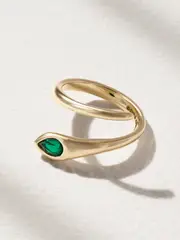 [Alison Lou] Alison Lou - Tear 14-karat Gold Laboratory-grown Emerald Ring - 7 7 Gold