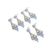 Wholesale 925 3PR Solid Sterling Silver Blue Chalcedony Stud Earring Lot B038