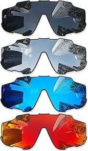 [Combine8] Ploarized Replacement Lenses for Oakley Jaw-breaker OO9290/Jaw-breaker Asian Fit OO9270 Sunglasses - Black + Silver Titanium + Ice Blue + Fire Red
