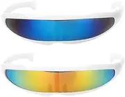 [Baosity] 2x Futuristic Party Cyclops Color Mirrored Lens Visor Sunglasses Yellow Blue
