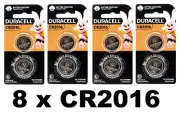 8 x DURACELL LITHIUM 3V COIN BATTERIES CR2016 BATTERY BRAND NEW (4xPk2)
