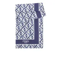 在飛比找環球Online優惠-【FENDI】FF Logo 棉質及真絲圍巾/披肩(藍色)