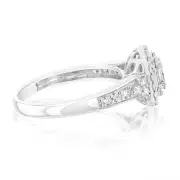 14ct White Gold 0.70 Carat Diamond Halo Solitaire Ring, P