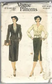 Vogue Sewing Pattern 7440, Vintage Jacket, Blouse and Skirt, Size 10, Uncut