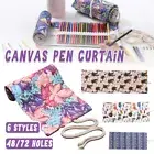 48/72 Holes Canvas Wrap Roll up Pencil Case Art Pen Bag Holder Storage Pouch AU
