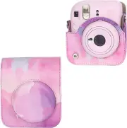 Case For Fujifilm Instax Mini 12 Pink Pastel Sky PU Leather Cover Shoulder Strap