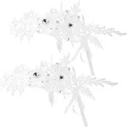 [WRITWAA] 1 Pair Wedding Gloves Wedding Tulle Gloves Thin Gloves for Women Tulle Gloves Wedding Lace Rhinestone Gloves Bridal Gloves Women Fingerless Gloves Lace Bride Glove Polyester White