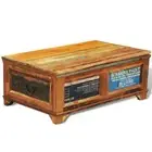 Coffee Table with Storage Vintage Reclaimed Wood Sofa Lounge Lamp Side Storage
