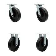 8 Inch Polyolefin Caster Set with Roller Bearing 2 Swivel 2 Rigid Service Caster