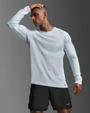 Aero Long Sleeve, 2XU, XS, Moonstone/Black Reflective, Male