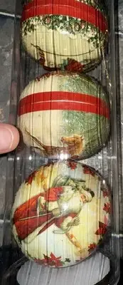 Williams Sonoma Paper Mache Christmas Ornament Ball Germany Set 3 Papier Maché