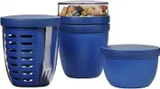 Mepal - Promotion set Pots Ellipse 3 pieces - Lunchpot 500 + 200 ml, Fruitpot 600 ml, Snack pot 350 ml - Food container, yoghurt cup, to go cup - Dishwasher safe - Vivid Blue
