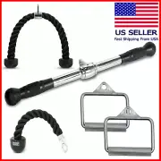 Tricep Press Down Cable Machine Attachment LAT Pulldown Gym 5pcs Bundle