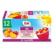 Dole Fruit Bowls Diced Peaches In Strawberry Gel 4.3 Ounce Pack Of 12