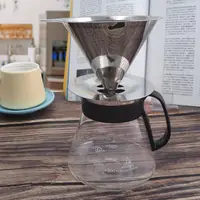 在飛比找momo購物網優惠-coffee play304不鏽鋼咖啡濾杯-1~4杯+咖啡玻