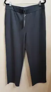 NWT Eileen Fisher Graphite Tencel Stretch Ponte Straight Leg Ankle Pants $198 L