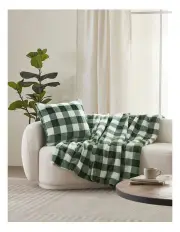 [Dreamaker] Gingham Plush Throw Blanket in Green