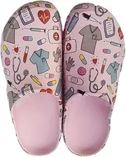[Perfeclan] Summer Beach Sandals Protection Closed Toe, Beauty Salons Anti Slip Womens Clogs