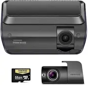 Thinkware Q1000D QHD Front and Rear Dash Camera with Dual Band Wi-Fi, Built-in GPS, Night Vision and 64GB MicroSD Card