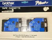 2 Genuine Brother P-touch Tape Cassette TC-MOZ .35” x 25.2’ Tapes-Black on Clear