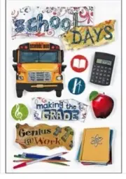 SCHOOL Days Class Grade Bus Books Pencil Pen Paper House Stickers Scrapbook