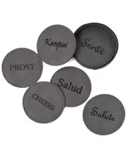 Bey-Berk Set of 6 Cheers Coasters with Holder
