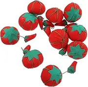 TEHAUX 10Pcs Compact Tomato Pin Cushions Sewing Accessories for Needlework Bright Colors for DIY Sewing Embroidery and Cross Stitch Projects