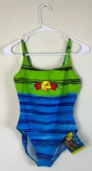 90’s BIG BIRD Sesame Street one piece swimsuit Girls Size 9/10 New with Tags!