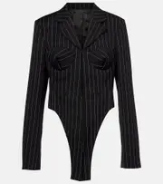 [Jean Paul Gaultier] Jean Paul Gaultier Striped virgin wool blazer AU 10 black