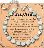 [Kinretixia] Bracelet for my daughter, gift ideas from mum, handmade bracelet with amazonite and moonstone, adjustable for any wrist, loving gift, L