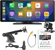 Compatible for Wireless Apple Carplay & Android Auto 9 Inch Portable Touchscreen Monitor Car Radio Receiver, Car Stereo with Mirror Link, Bluetooth for All Car Type Dash or Windshield Mounted