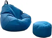 Storage Bean Bag Chair Cover (No Filler) - Stuffable Zipper Beanbag Cover-Cotton Linen Memory Foam Beanbag Replacement Cover for Adults and Kids Without Filling,F,120 * 140CM