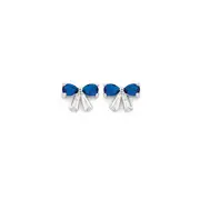 Silver Blue Glass & Cz Bow Studs