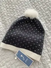 BNWT Jacadi Baby Unisex Knitted Hat Boys Or Girls Knit Grey 0-6m 45 Pom Pom $70